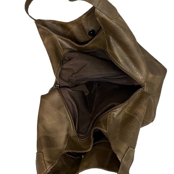 JINGPIN - MULTI TONE BROWN FAUX LEATHER BOHO STYLE - SHOULDER BAG / PURSE - S2 - Picture 8 of 14